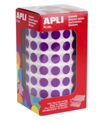 Apli Gomet Lilla Rotondi &Oslash; 10,5 mm - 59 Fogli Pretagliati - 5192 Gomet per Rotolo - Ideale per Scuole e Laboratori per Bambini