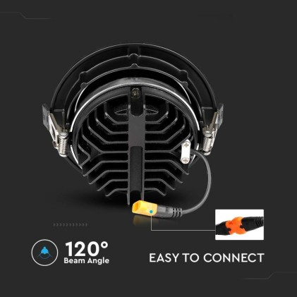 V-TAC PRO Faretto LED Chip Samsung da Incasso Rotondo LED COB 10W Riflettore Orientabile Colore Nero 3000K