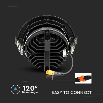 V-TAC PRO Faretto LED Chip Samsung da Incasso Rotondo LED COB 20W Riflettore Orientabile Colore Nero 4000K