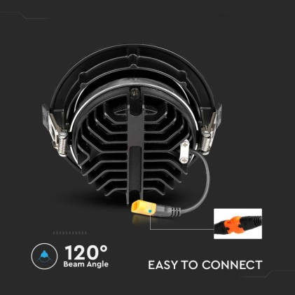 V-TAC PRO Faretto LED Chip Samsung da Incasso Rotondo LED COB 30W Riflettore Orientabile Colore Nero 4000K