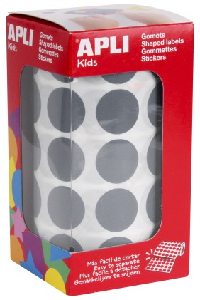 Apli Gomet Rotondi Grigi &Oslash; 20mm - 59 Fogli Pretagliati - 1770 Gomet per Rotolo - Sviluppa Abilit&agrave; e Capacit&agrave; - Conforme agli Standard EN-71 e FSC