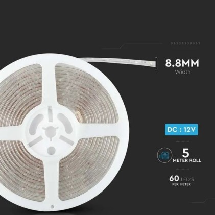 V-TAC Strip LED SMD3528 5W/m 5m 60 LED/m 12V 4000K IP65 8.8mm