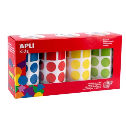Apli Geometric Gomets Parchis Assortiti - 20mm - Adesivo Permanente - 8260 Gomets - 59 Fogli Pretagliati - 35 Gomets per Foglio - Sviluppo Competenze e Abilità - Standard Qualità e Sicurezza Rispettati