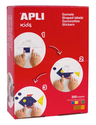 Apli Gomet Triangolari con Adesivo Permanente - 3 Misure: 10x8x8mm, 23x17x17mm e 33x23x23mm - 14000 Gomet per Scatola - Ideale per Scuole, Asili nido e Laboratori per Bambini - Sviluppa Fini Abilit&agrave; Psicomotorie e Abilit&agrave; Creative