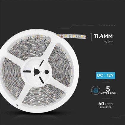 V-TAC Strip LED SMD5050 11W/m 5m 60 LED/m 12V 4000K IP65 10mm