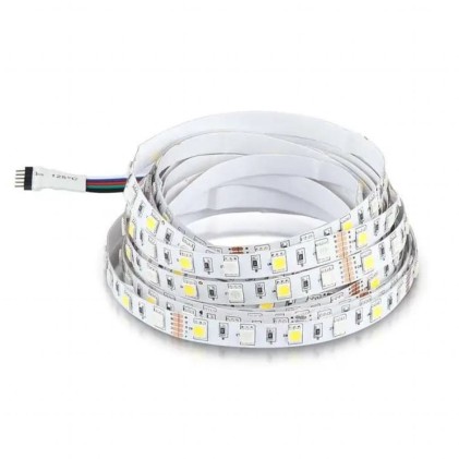V-TAC Strip LED SMD5050 8W/m 5m 60 LED/m 12V RGB + 6500K IP20 10mm