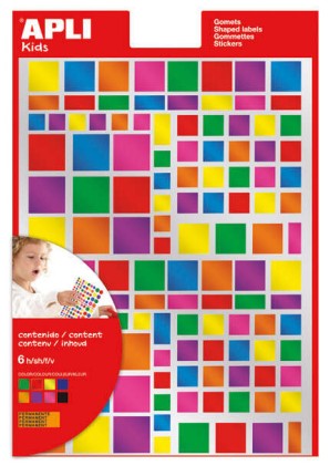 Gomet Quadrati Adesivi Removibili Apli - Misure Assortite - Finitura Metallica - 732 Gomet per Busta - Sviluppo di Competenze e Creativit&agrave; - Standard di Qualit&agrave; e Sicurezza - Colori Assortiti