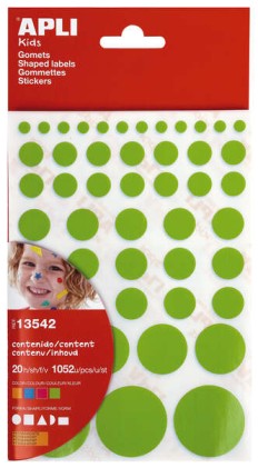 Adesivo Permanente Apli Gomets - 1052 Gomet per Confezione - Sviluppo delle Abilità Creative e Psicomotorie - Conforme agli standard EN-71 e FSC - Diverse Forme e Dimensioni - Colori Assortiti