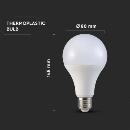 V-TAC PRO Lampadina LED Chip Samsung E27 20W 120LM/W A80 3000K