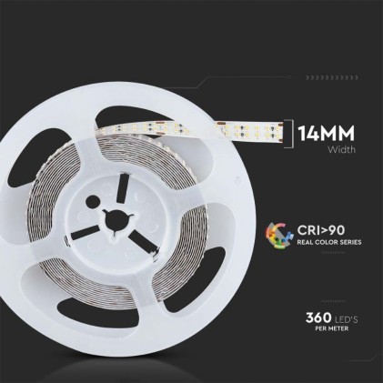 V-TAC Strip LED SMD2216 30W/m 5m 360 LED/m con Connettore Jack 2.1 da 24V CRI>95 4000K IP20 14mm