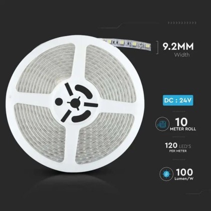 V-TAC Strip LED SMD2835 7,5W/m 10m 120 LED/m 6500K 24V IP65 10mm
