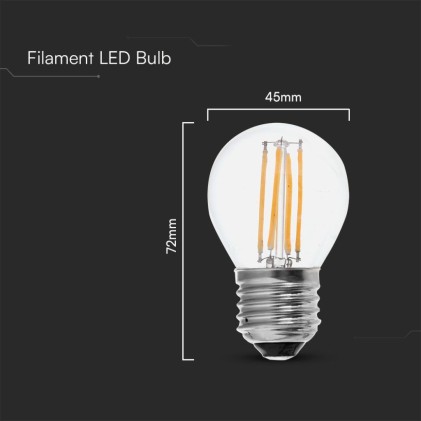 V-TAC Lampadina LED E27 6W 100LM/W G45 Filamento 6500K