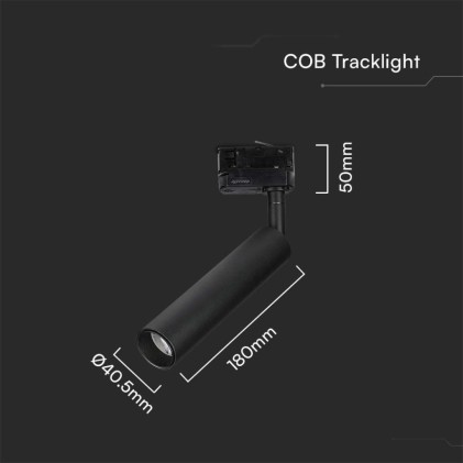 V-TAC Faretto LED da Binario Chip Samsung 7W Colore Nero 5000K