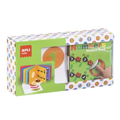 Libro di adesivi con numeri educativi Apli - Dimensioni 100x100x40 - 10 pagine di cartoncino rigido da 3 mm - 5 fogli di adesivi rimovibili - Alto valore educativo - Design per bambini e colorato - Resistente e facile da maneggiare
