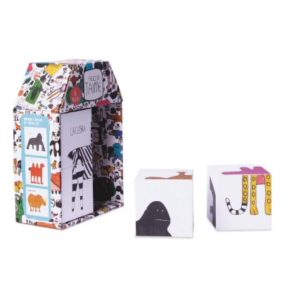 Apli Puzzle per bambini con 4 cubi - Disegni di animali - Misura 7x7 cm - Sviluppo delle abilit&agrave; - Illustrato da Jaime con autismo - Colorato