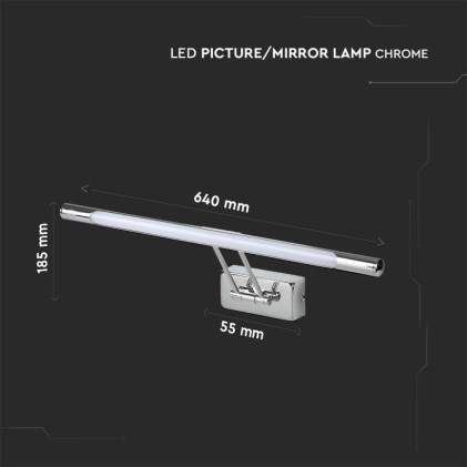 V-TAC Lampada LED da Specchio da 12W 64cm Finiture Cromate 4000K