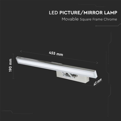 V-TAC Lampada LED da Specchio 8W 45cm Colore Cromato 4000K