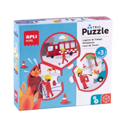 Apli Professioni Associazione Trio Puzzle - 24 Pezzi Tondi &Oslash; 9 cm - 8 Diversi Puzzle da 3 Pezzi - Potere della Visione Spaziale e Capacit&agrave; Psicomotorie Fini - Stimola la Concentrazione - Colorato