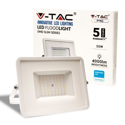 V-TAC PRO Faro LED SMD Chip Samsung 50W Colore Bianco 3000K IP65