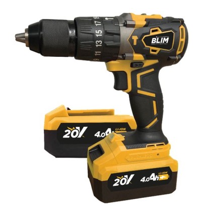 Trapano a percussione a batteria Blim 20V 4Ah - Motore brushless - Coppia massima 68Nm - 2 velocit&agrave; 0-500/0-2000rpm - Include 2 batterie e custodia per il trasporto