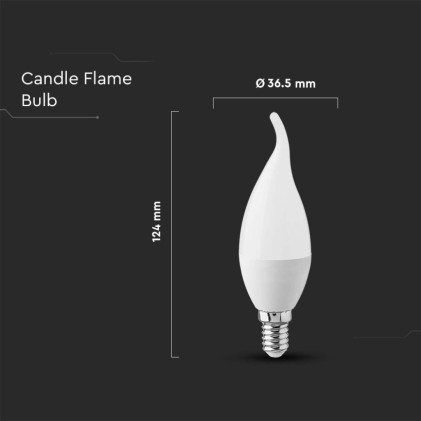 V-TAC Lampadina LED E14 3.7W Candela a Fiamma 2700K