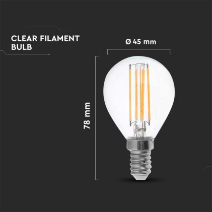 V-TAC Lampadina LED E14 4W P45 Filamento 3000K