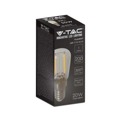 V-TAC Lampadina LED E14 2W ST26 Filamento 3000K