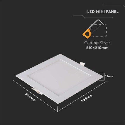 V-TAC Mini Pannello LED 18W Montaggio ad Incasso Quadrato 3000K