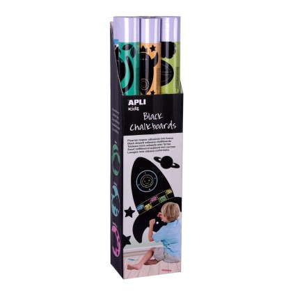 Apli Espositore Lavagne e Adesivi Neri con Forme di Animali - Misura 100x60cm - 6 Diversi Modelli - Adesivo Removibile - Materiale Educativo e Creativo - Colore Nero