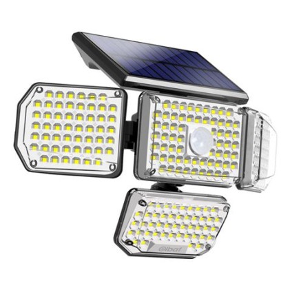 Elbat Quadruplo Faretto Solare con Sensore LED 430lm - Sensore di Movimento 3 - 5m - Pannello Solare Integrato 5.5V, 1.5W - 3.7V, Batteria 1200mAh - Angolo di Illuminazione 360&ordm;