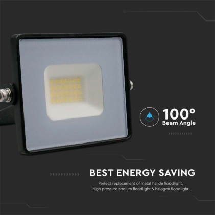 V-TAC Faro LED SMD 20W E-Series G2 Colore Nero 3000K IP65