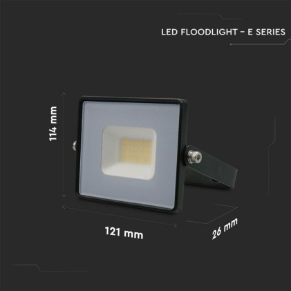 V-TAC Faro LED SMD 20W E-Series G2 Colore Nero 4000K IP65