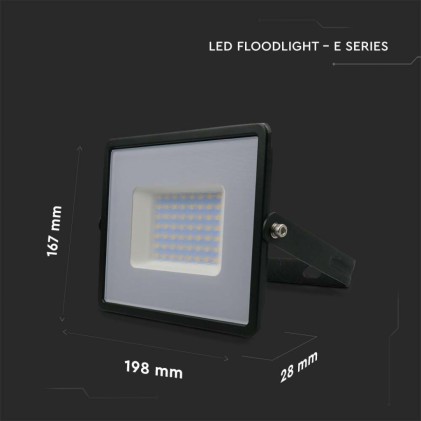 V-TAC Faro LED SMD 50W E-Series G2 Colore Nero 6500K IP65