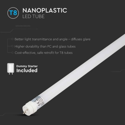 V-TAC Tubo LED T8 18W G13 120cm in Nanoplastica 4000K