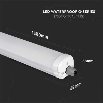 V-TAC Plafoniera LED Impermeabile 48W 120LM/W G-Series 150cm 4000K IP65