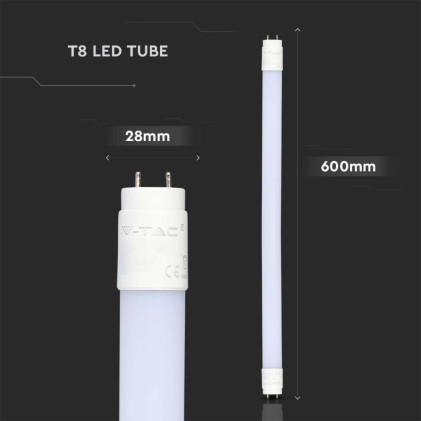 V-TAC Tubo LED T8 9W G13 60cm in Nanoplastica non Rotabile 4000K