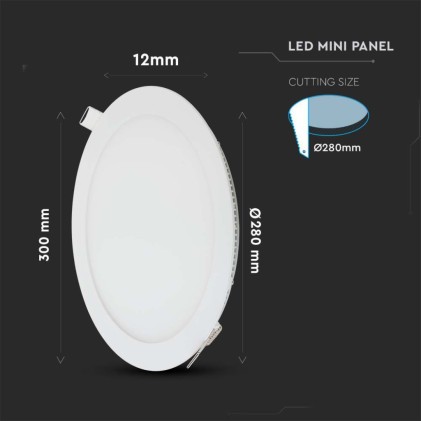 V-TAC Mini Pannello LED 30W Montaggio ad Incasso Rotondo 4000K