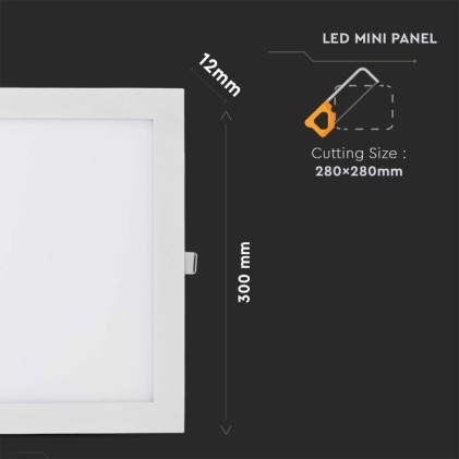 V-TAC Mini Pannello LED 36W Montaggio ad Incasso Quadrato 4000K