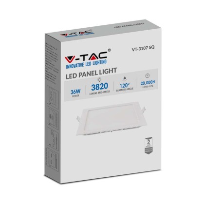 V-TAC Mini Pannello LED 36W Montaggio ad Incasso Quadrato 4000K