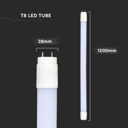V-TAC PRO Tubo LED Chip Samsung T8 18W 100LM/W G13 120cm in Nanoplastica 3000K