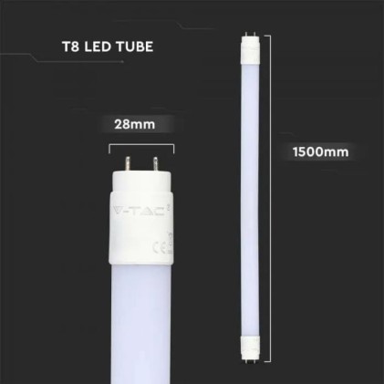 V-TAC PRO Tubo LED Chip Samsung T8 24W 125LM/W G13 150cm in Nanoplastica 6500K