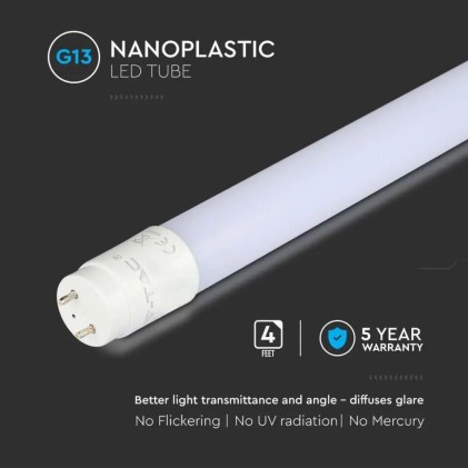 V-TAC PRO Tubo LED Chip Samsung T8 16,5W 112LM/W G13 120cm In Nanoplastica Ruotabile 3000K