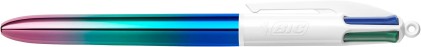 Penna a sfera retrattile Bic con gradiente a 4 colori - Punta media da 1,0 mm - Inchiostro a base di olio - Corpo bianco/gradiente tricolore - 4 colori