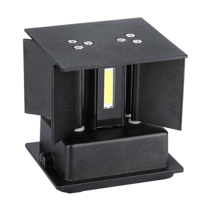 V-TAC Lampada LED da Muro Quadrata Doppio LED COB 5W 140LM/W Colore Nero Satinato Fascio Luminoso Regolabile 3000K IP65