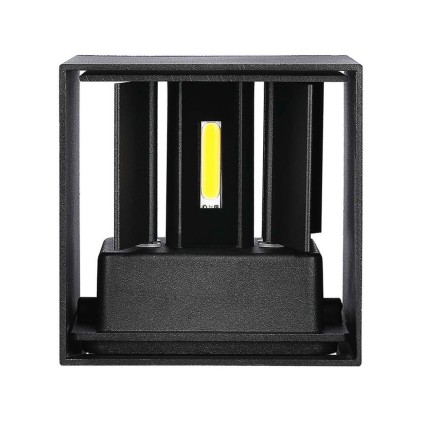 V-TAC Lampada LED da Muro Quadrata Doppio LED COB 5W 140LM/W Colore Nero Satinato Fascio Luminoso Regolabile 3000K IP65