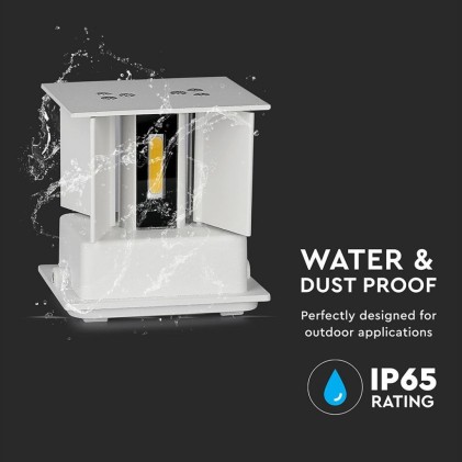 V-TAC Lampada LED da Muro Quadrata Doppio LED COB 5W 140LM/W Colore Bianco Satinato Fascio Luminoso Regolabile 3000K IP65