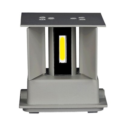 V-TAC Lampada LED da Muro Quadrata Doppio LED COB 5W 140LM/W Colore Grigio Satinato Fascio Luminoso Regolabile 3000K IP65