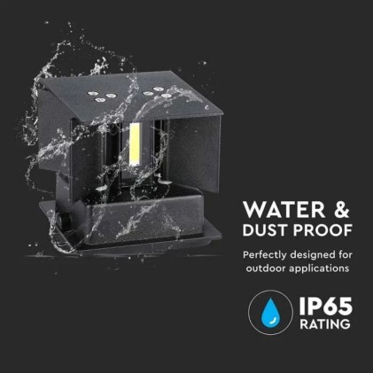 V-TAC Lampada LED da Muro Quadrata Doppio LED COB 5W 140LM/W Colore Nero Satinato Fascio Luminoso Regolabile 4000K IP65