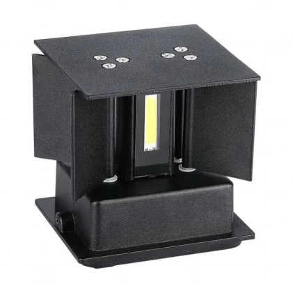 V-TAC Lampada LED da Muro Quadrata Doppio LED COB 5W 140LM/W Colore Nero Satinato Fascio Luminoso Regolabile 4000K IP65
