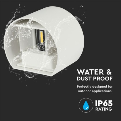 V-TAC Lampada LED da Muro Arrotondata Doppio LED COB 6W 110LM/W Colore Bianco Satinato Fascio Luminoso Regolabile 4000K IP65